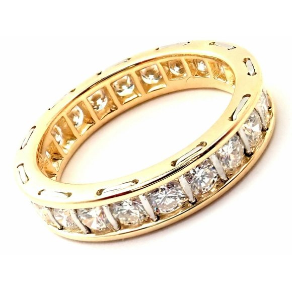 Rare! Vintage Authentic Cartier 18k Yellow Gold Diamond Eternity Band Stack Ring - Picture 1 of 11
